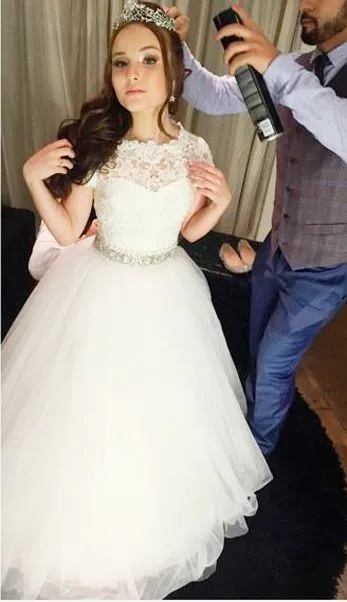 Lace Tulle Skirt Outdoor Wedding Gown Princess Bridal Dresses