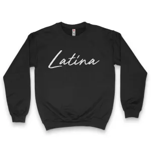 'Latina' Script Crewneck Sweatshirt - Black/White - Premium Brushed Fleece