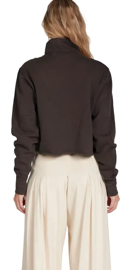 LES TIEN-Haley Crop Half Zip Pullover Vintage Brown