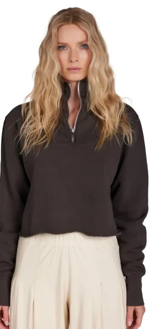 LES TIEN-Haley Crop Half Zip Pullover Vintage Brown