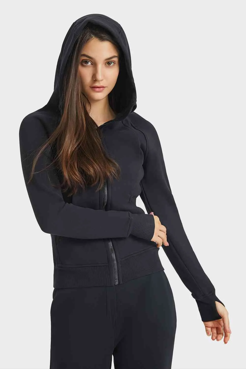 Liesel Zip Up Seam Detail Hooded Sports Jacket