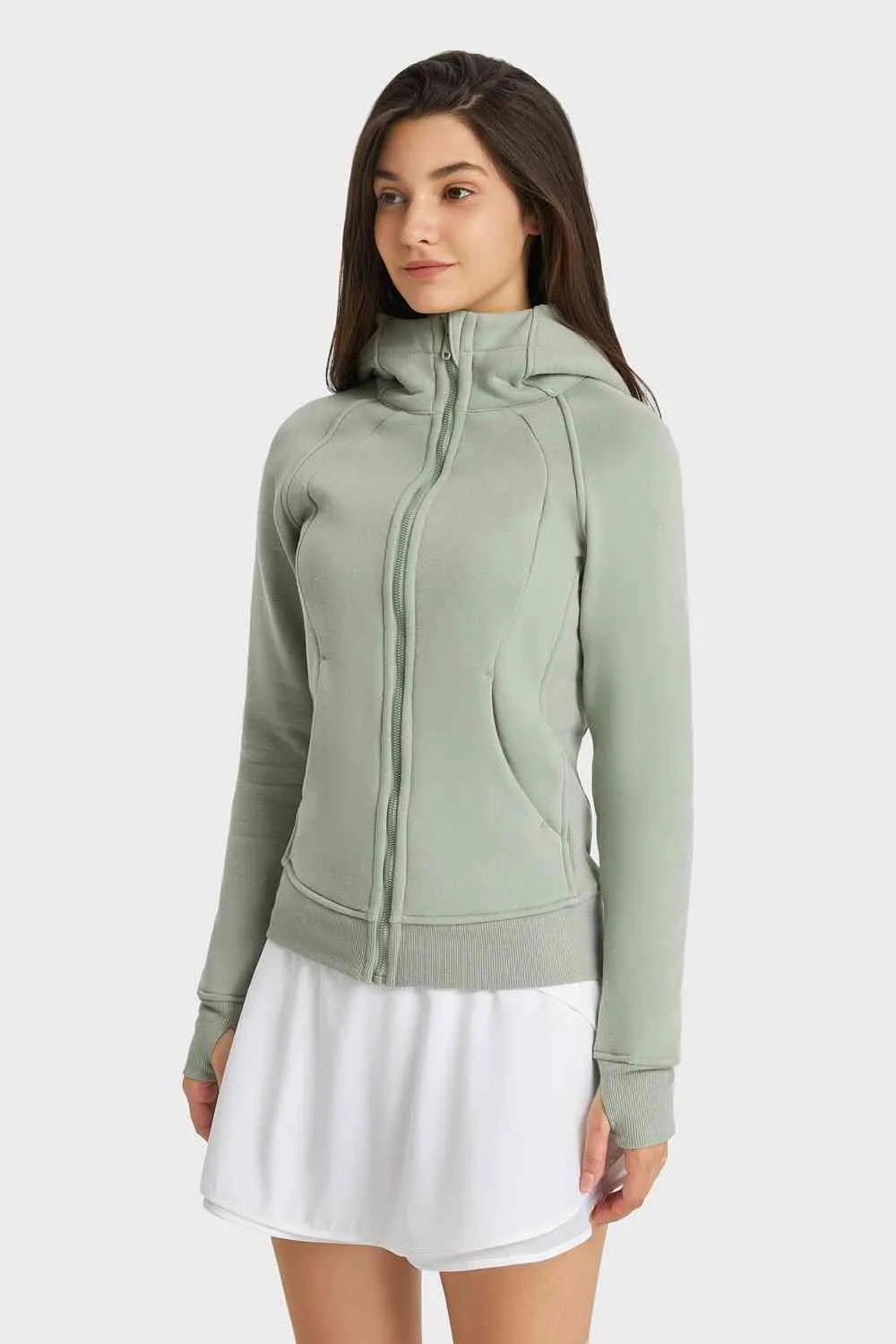 Liesel Zip Up Seam Detail Hooded Sports Jacket