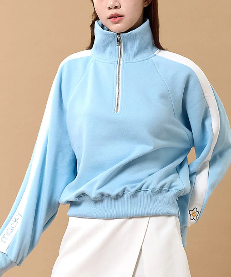MACKY Golf: Karina Colored Zip-Up Sweat Shirt - Sky Blue