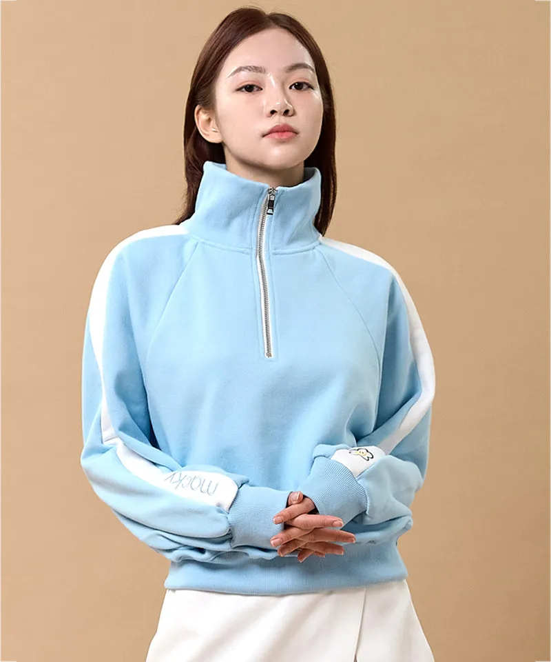 MACKY Golf: Karina Colored Zip-Up Sweat Shirt - Sky Blue