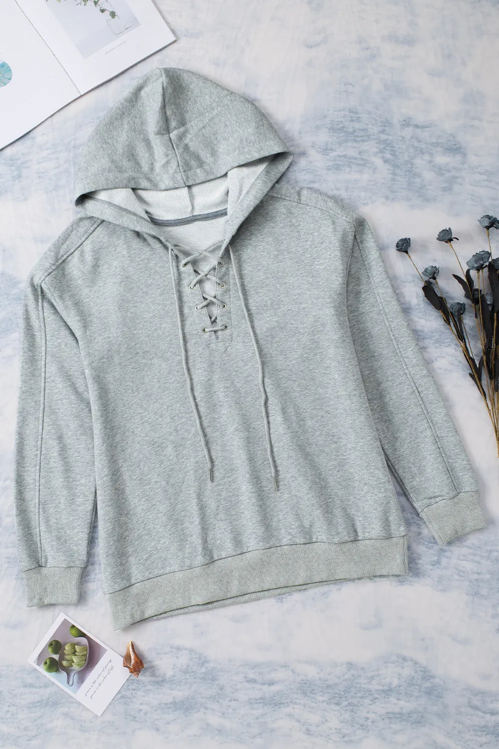 Macy Lace-Up Dropped Shoulder Hoodie