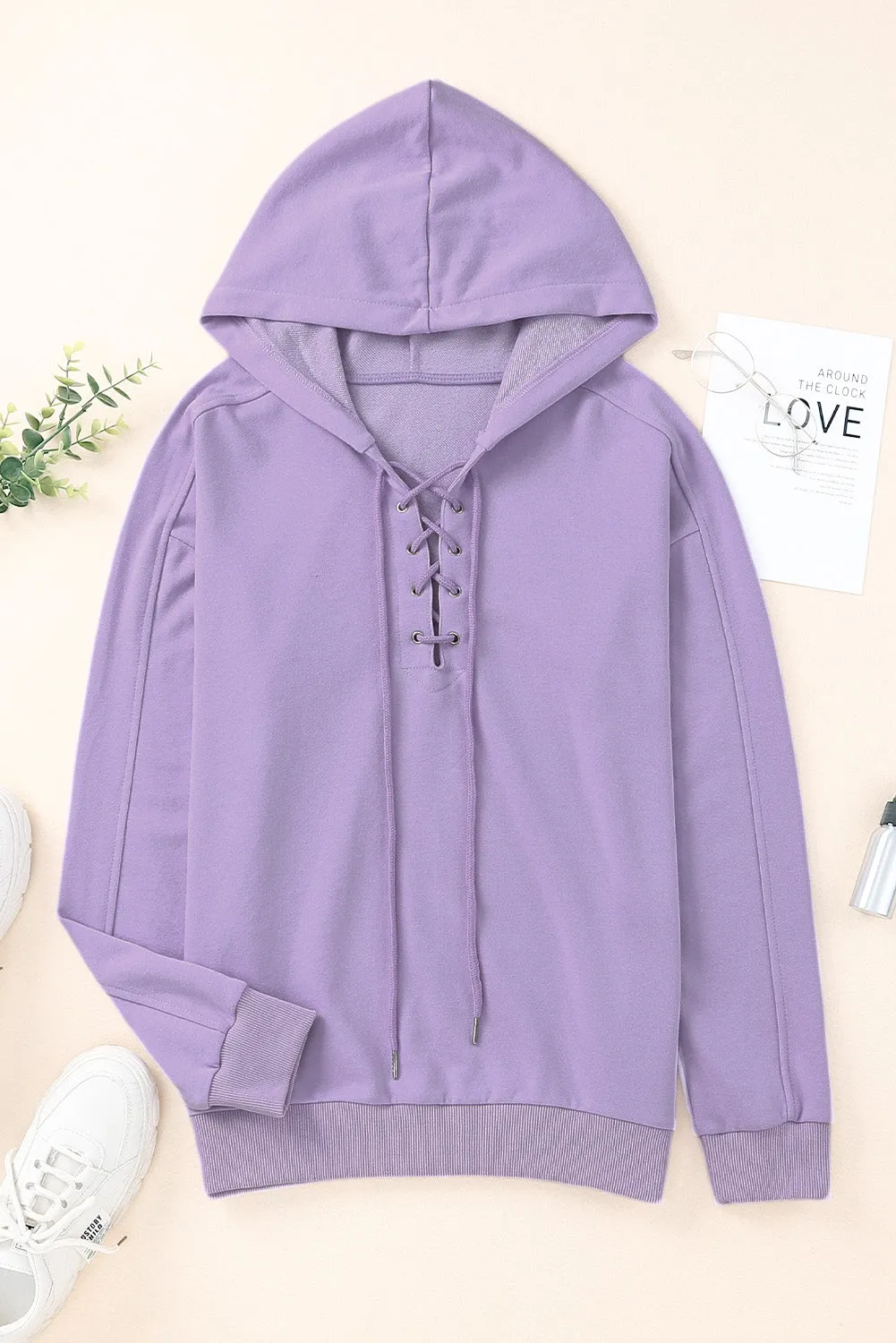 Macy Lace-Up Dropped Shoulder Hoodie