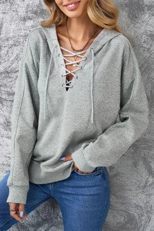 Macy Lace-Up Dropped Shoulder Hoodie