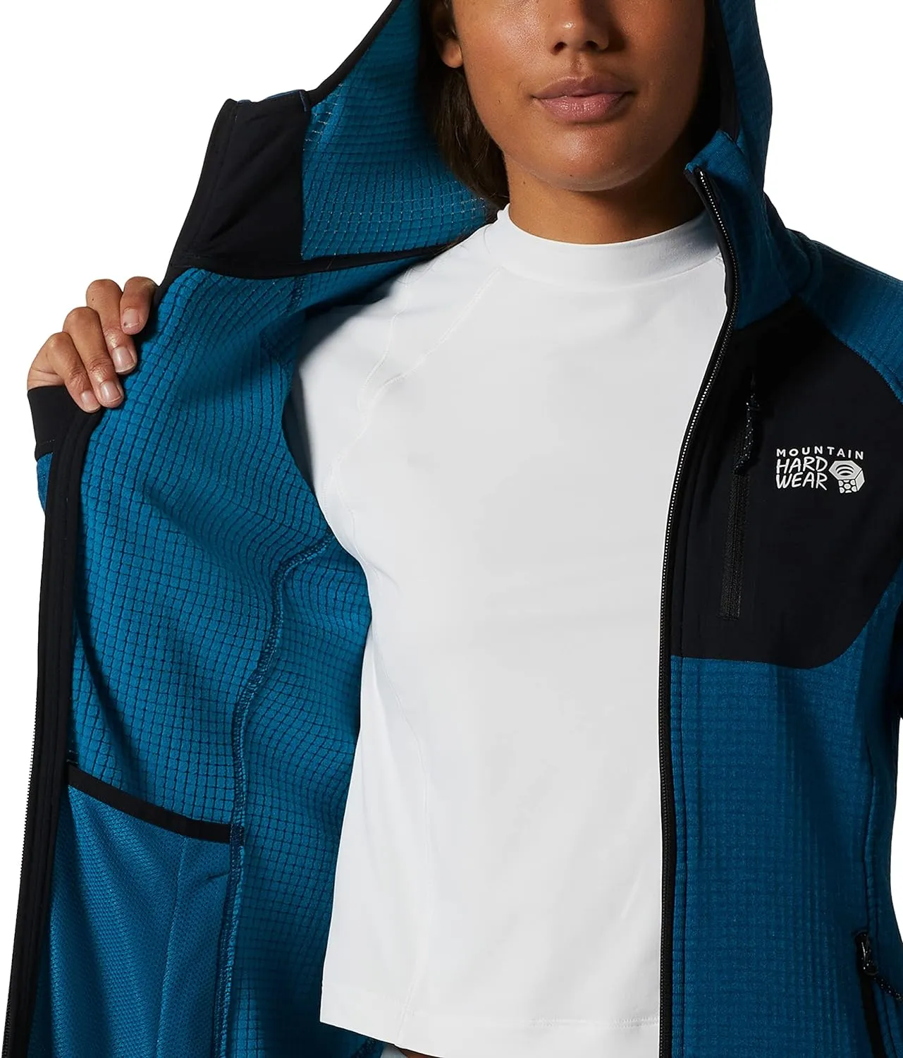Mountain Hardwear Women's Polartec Power Grid Full Zip Hoody - Vinson Blue