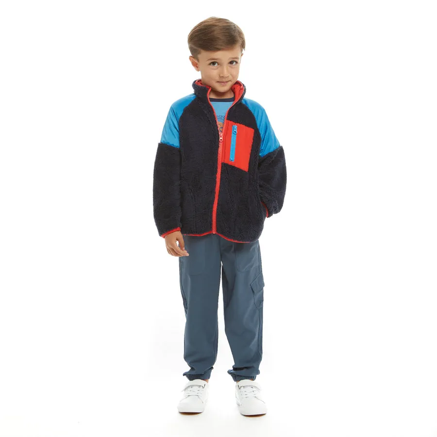 Navy Sherpa Zip-Up