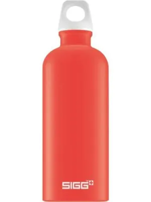 New Sigg Traveller 600ml Brushed Aluminium Water Bottle, Switzerland made! Leak Proof, Screw top lid! FIRE-RED/ORANGE! RETAILS $26 