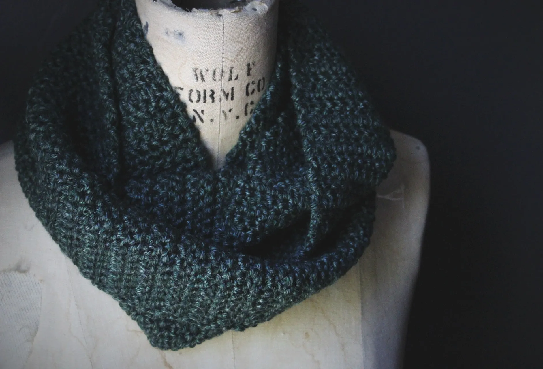 Nine Woods Hollow. Storyteller Series. Hand Crocheted Infinity Scarf.