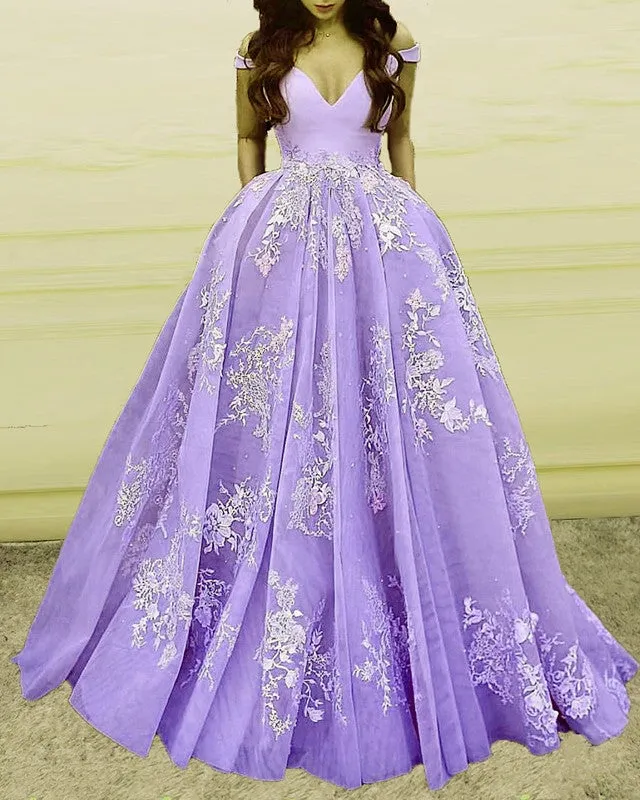 Off the Shoulder Blue Prom Dresses 2024 Lace A Line Evening Gowns