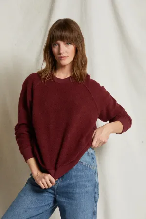 Perfect White Tee Ziggy Inside Out Cotton Fleece Shrunken Crew Cranberry