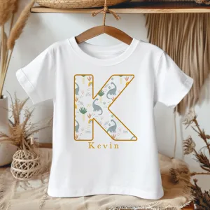 Personalised Name Dino Pattern Toddler & Kids T Shirt