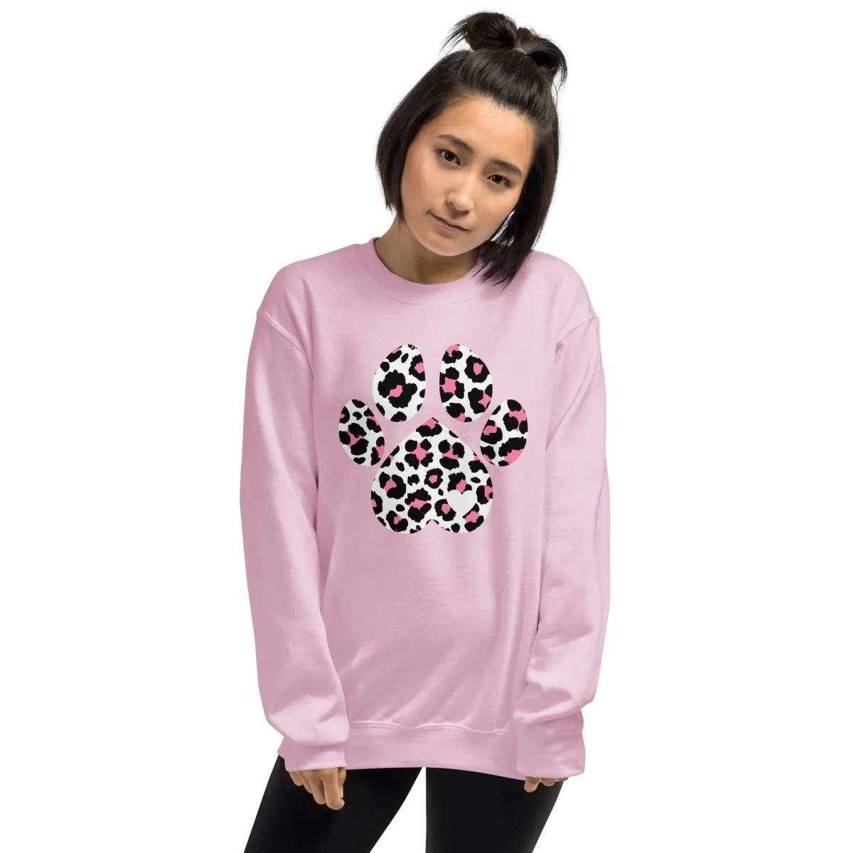 Pink and Black Leopard Print Dog Paw Sweatshirt