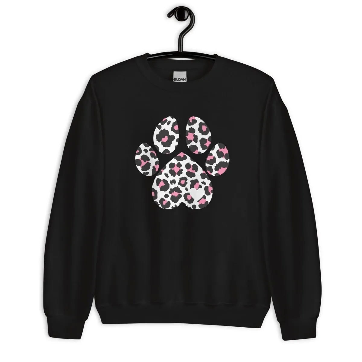 Pink and Black Leopard Print Dog Paw Sweatshirt