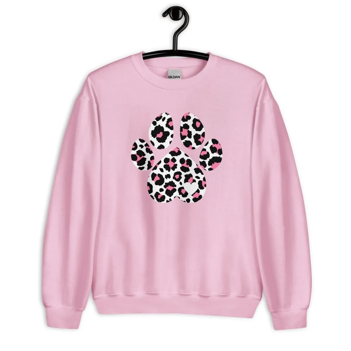 Pink and Black Leopard Print Dog Paw Sweatshirt