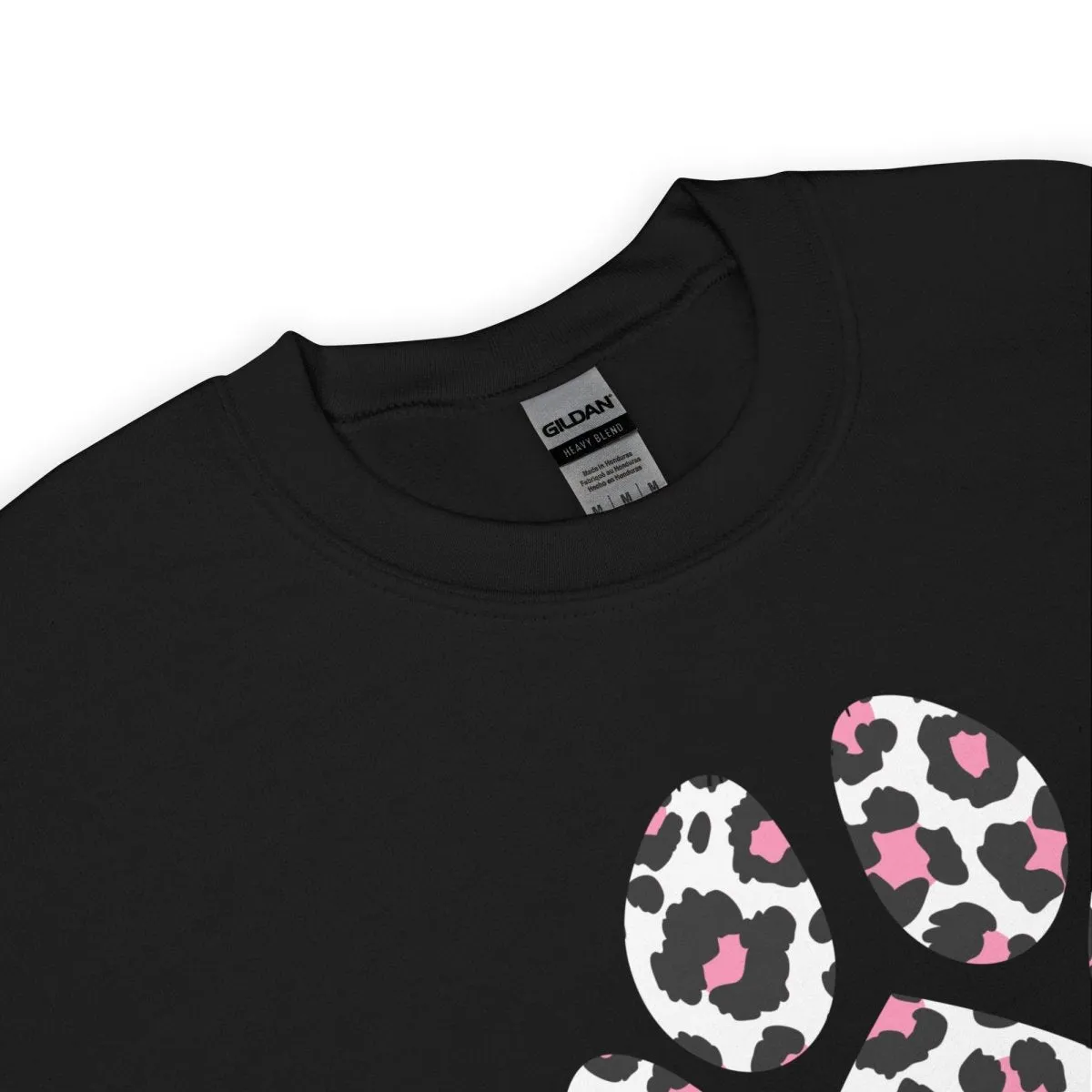 Pink and Black Leopard Print Dog Paw Sweatshirt