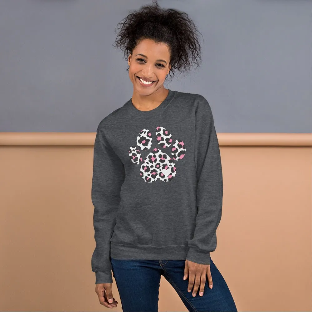 Pink and Black Leopard Print Dog Paw Sweatshirt