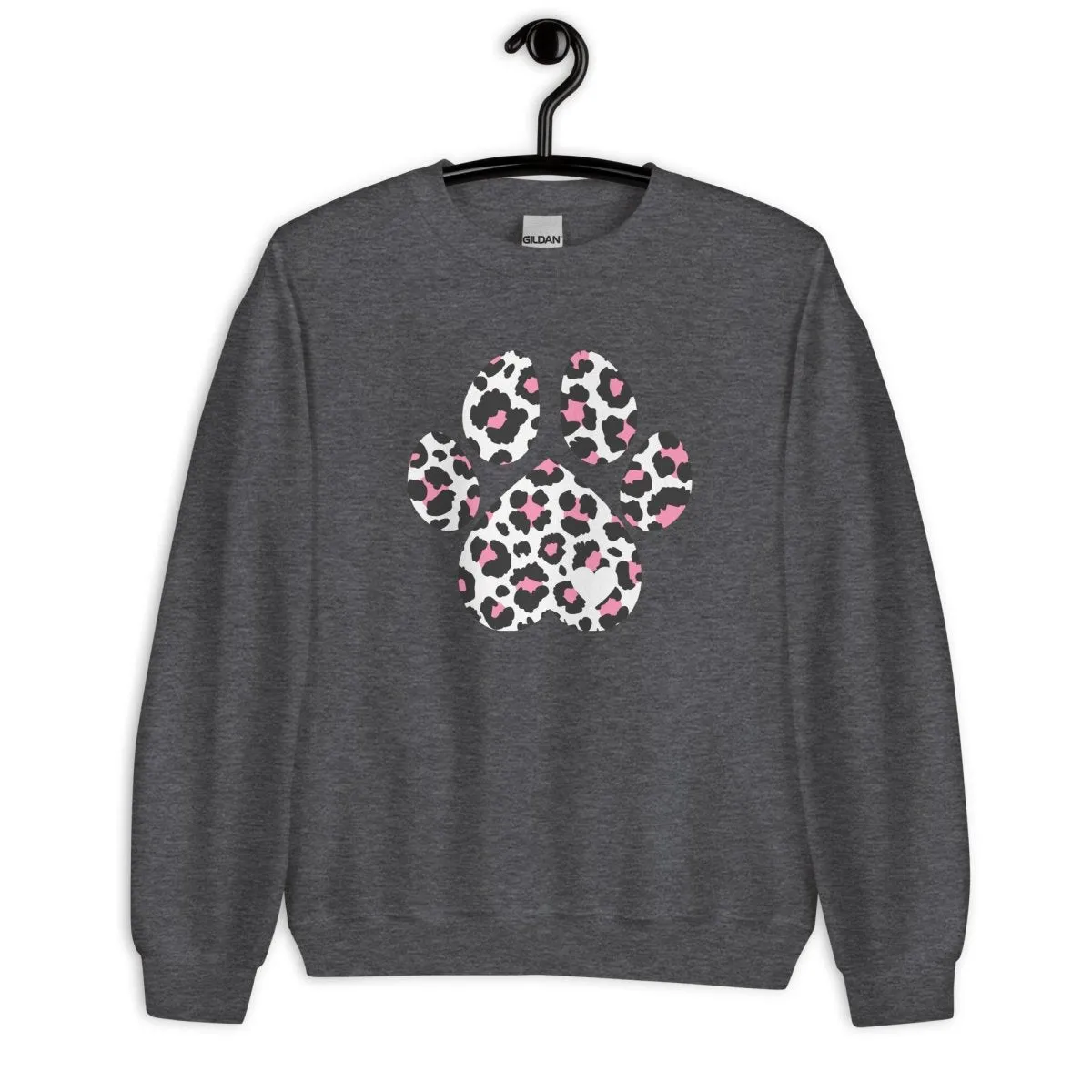 Pink and Black Leopard Print Dog Paw Sweatshirt