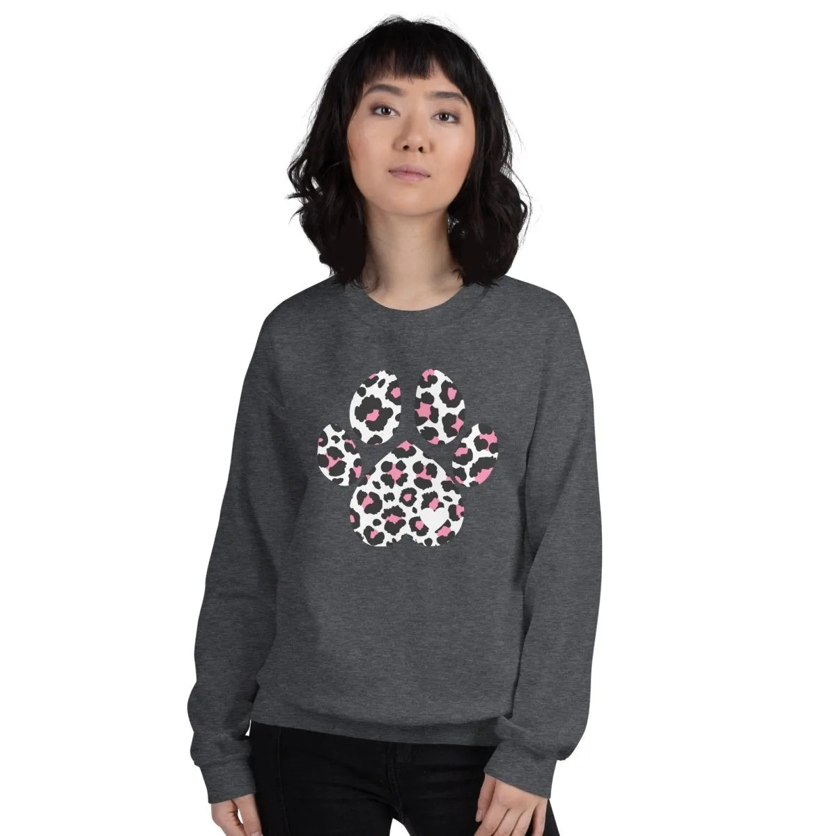 Pink and Black Leopard Print Dog Paw Sweatshirt