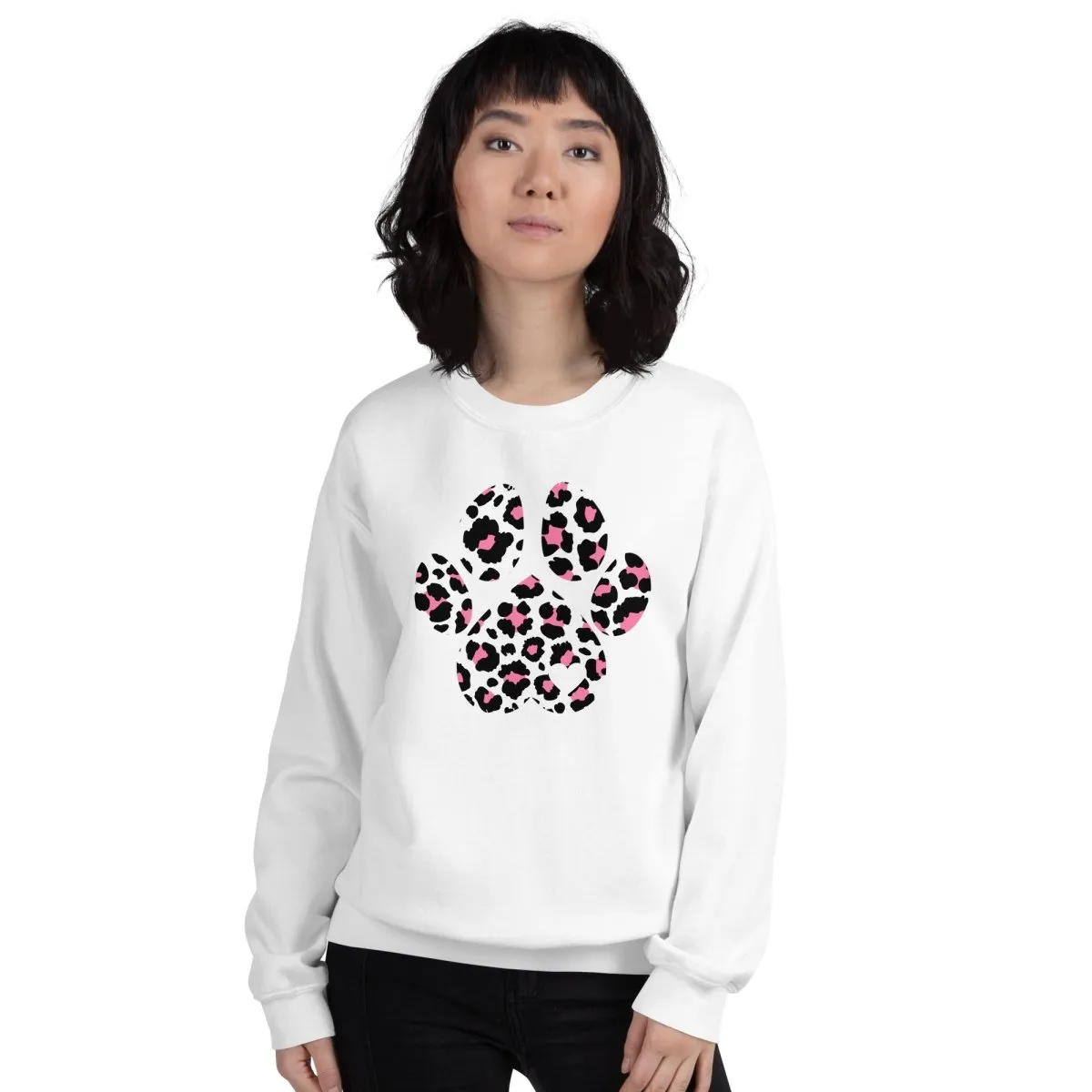 Pink and Black Leopard Print Dog Paw Sweatshirt