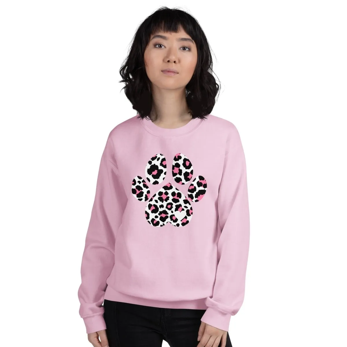 Pink and Black Leopard Print Dog Paw Sweatshirt