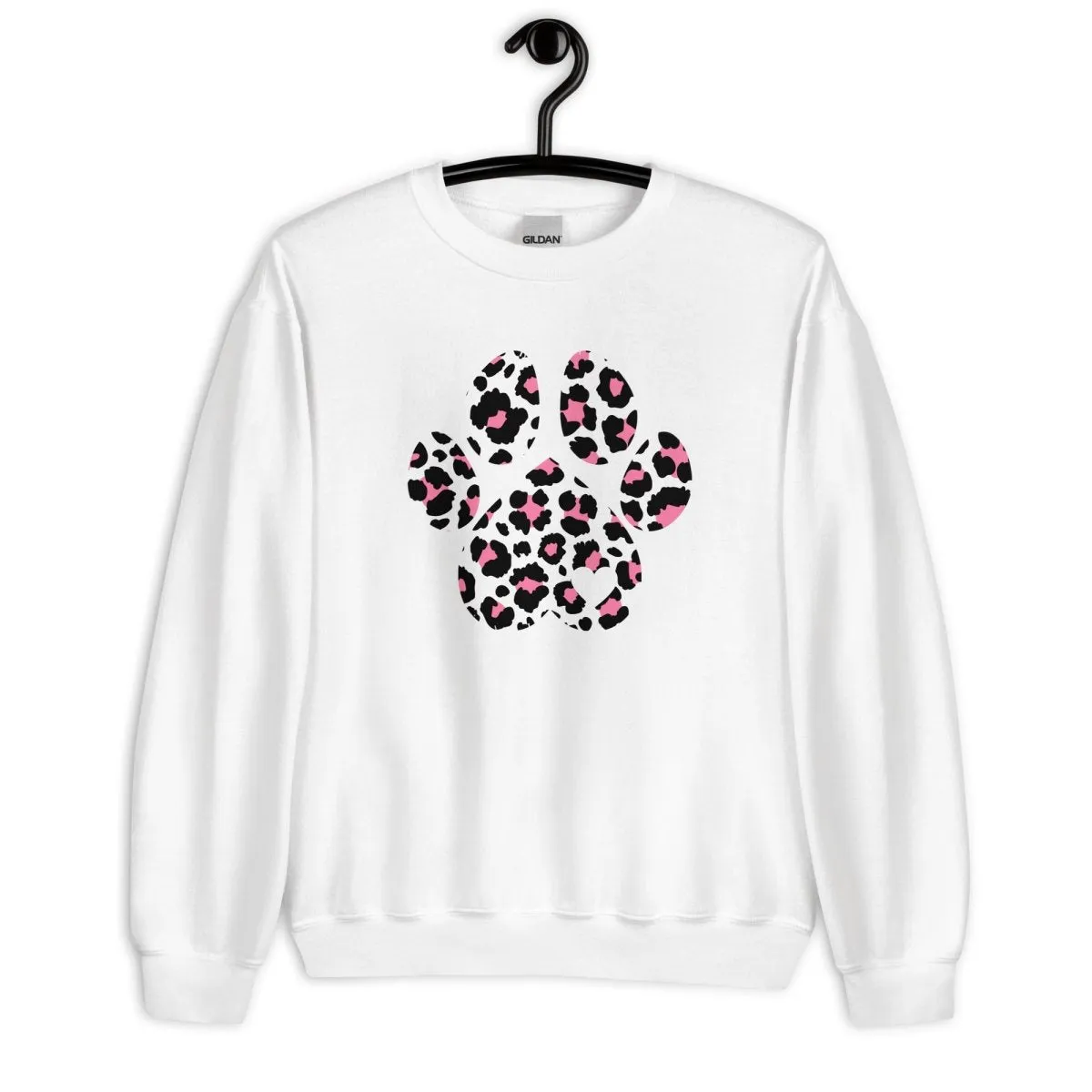 Pink and Black Leopard Print Dog Paw Sweatshirt