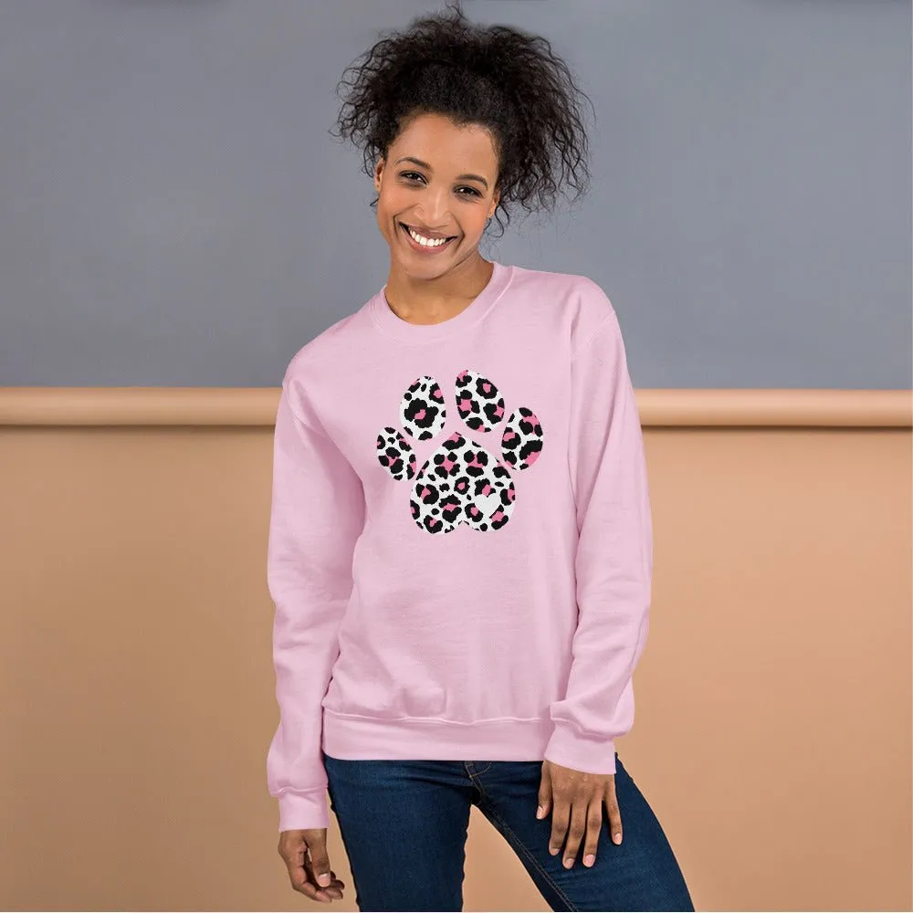 Pink and Black Leopard Print Dog Paw Sweatshirt