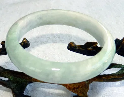 "Mysterious" Varied Green Burmese Jadeite Bangle Bracelet Grade A 58.5 mm   Certificate  (3112-3)