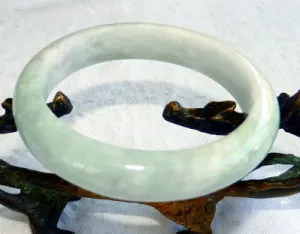 "Mysterious" Varied Green Burmese Jadeite Bangle Bracelet Grade A 58.5 mm   Certificate  (3112-3)