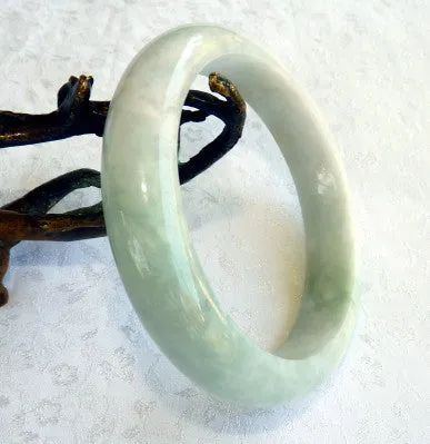 "Mysterious" Varied Green Burmese Jadeite Bangle Bracelet Grade A 58.5 mm   Certificate  (3112-3)