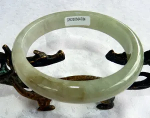 "Smokey" Green Burmese Jadeite Bangle Bracelet 65.5 mm Grade A  Certificate (G4784)