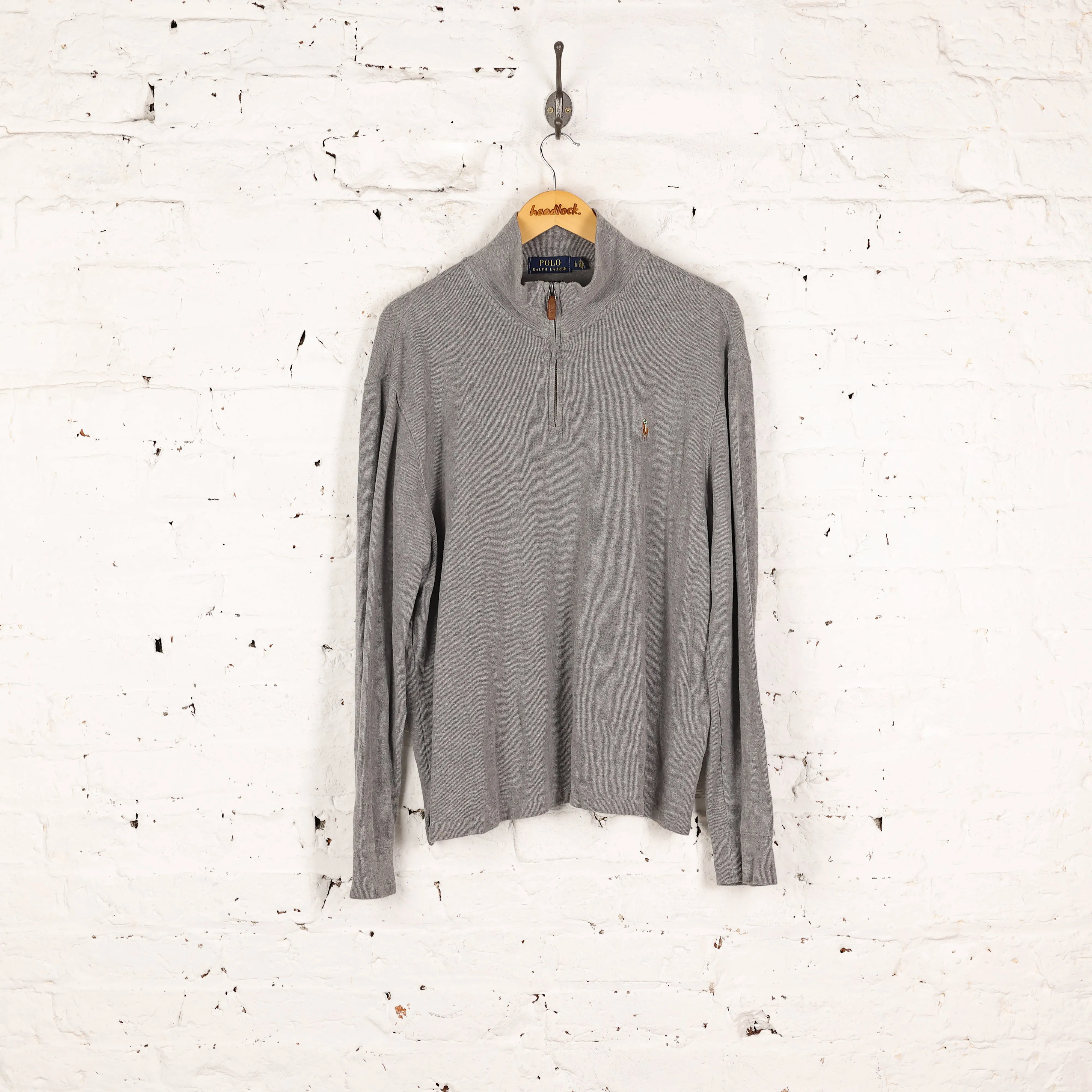 Ralph Lauren 1/4 Estate Rib Sweatshirt - Grey - L