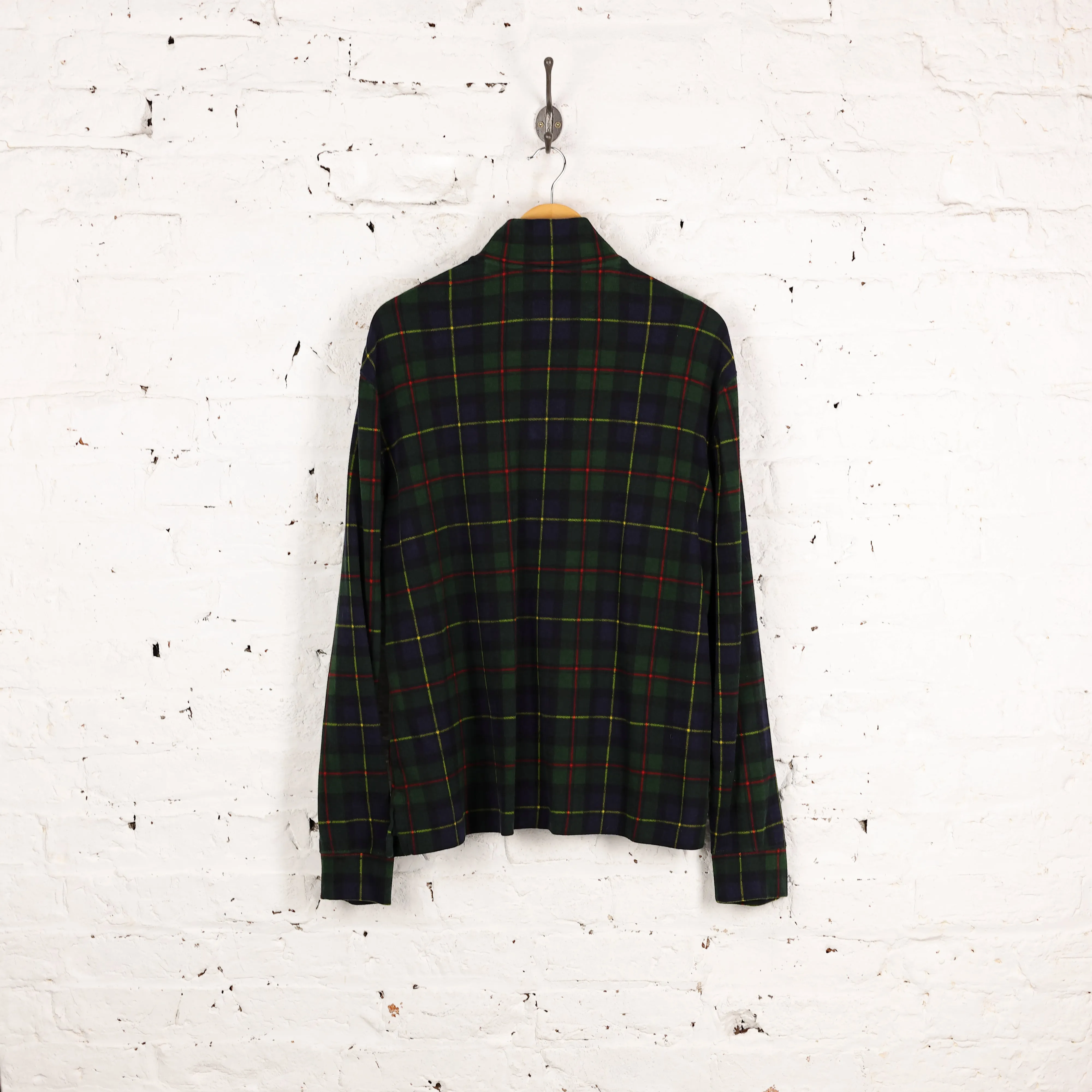 Ralph Lauren 1/4 Zip Check Sweatshirt - Green - L