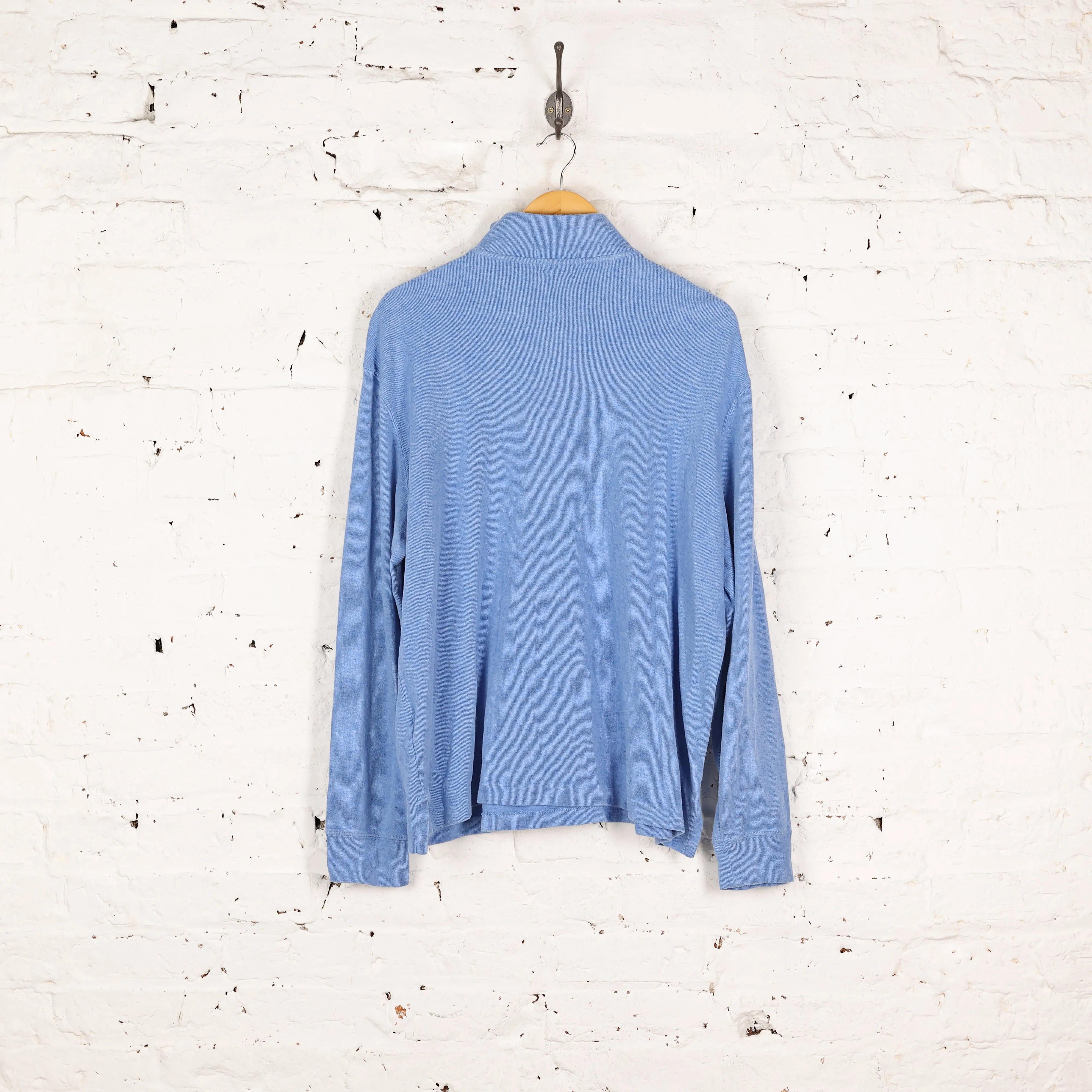 Ralph Lauren 1/4 Zip Estate Rib Sweatshirt - Blue - L