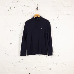 Ralph Lauren 1/4 Zip Estate Rib Sweatshirt - Blue - S