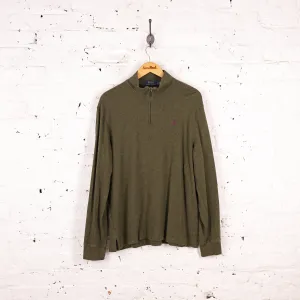 Ralph Lauren 1/4 Zip Estate Rib Sweatshirt  - Green - L