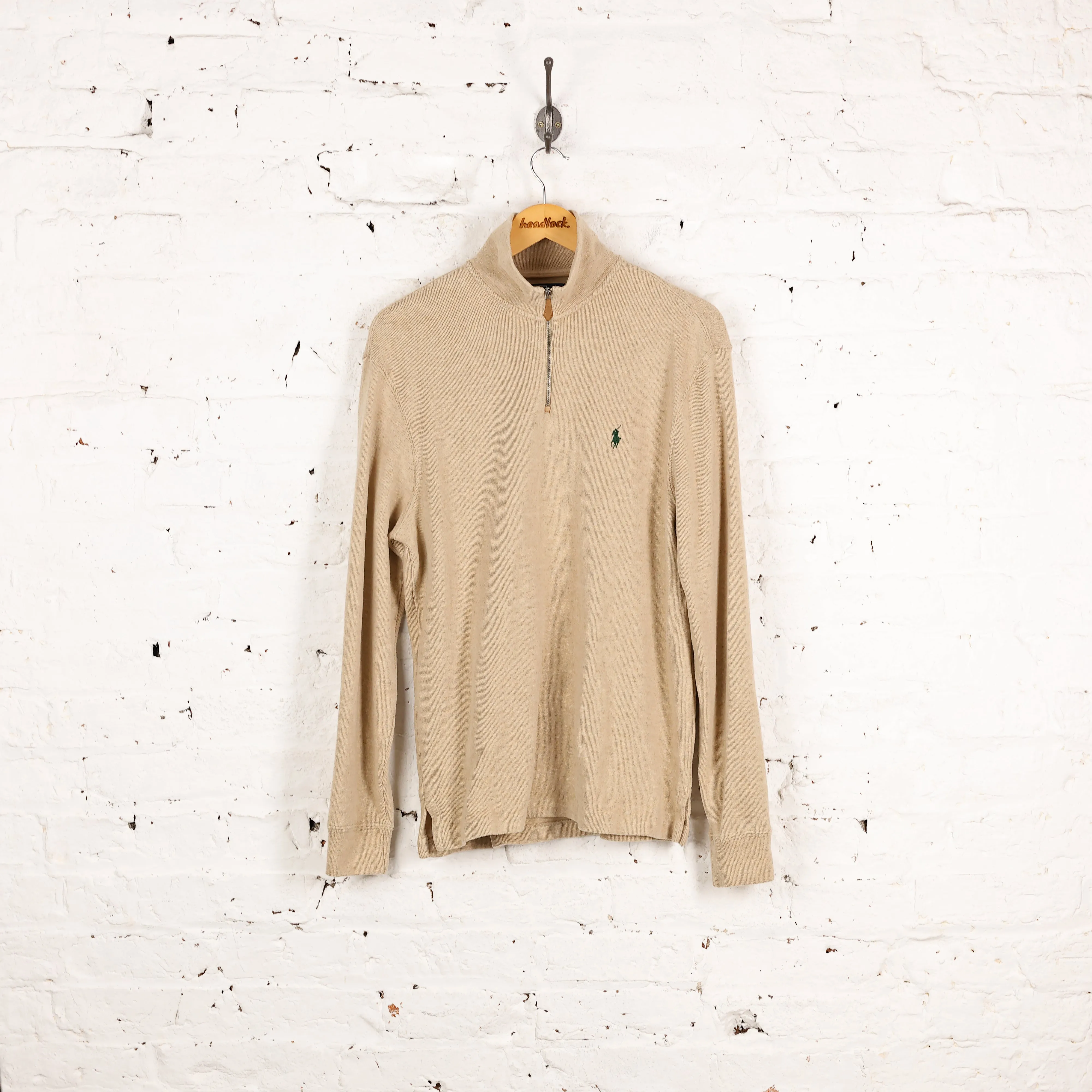 Ralph Lauren 1/4 Zip Sweatshirt - Beige - M