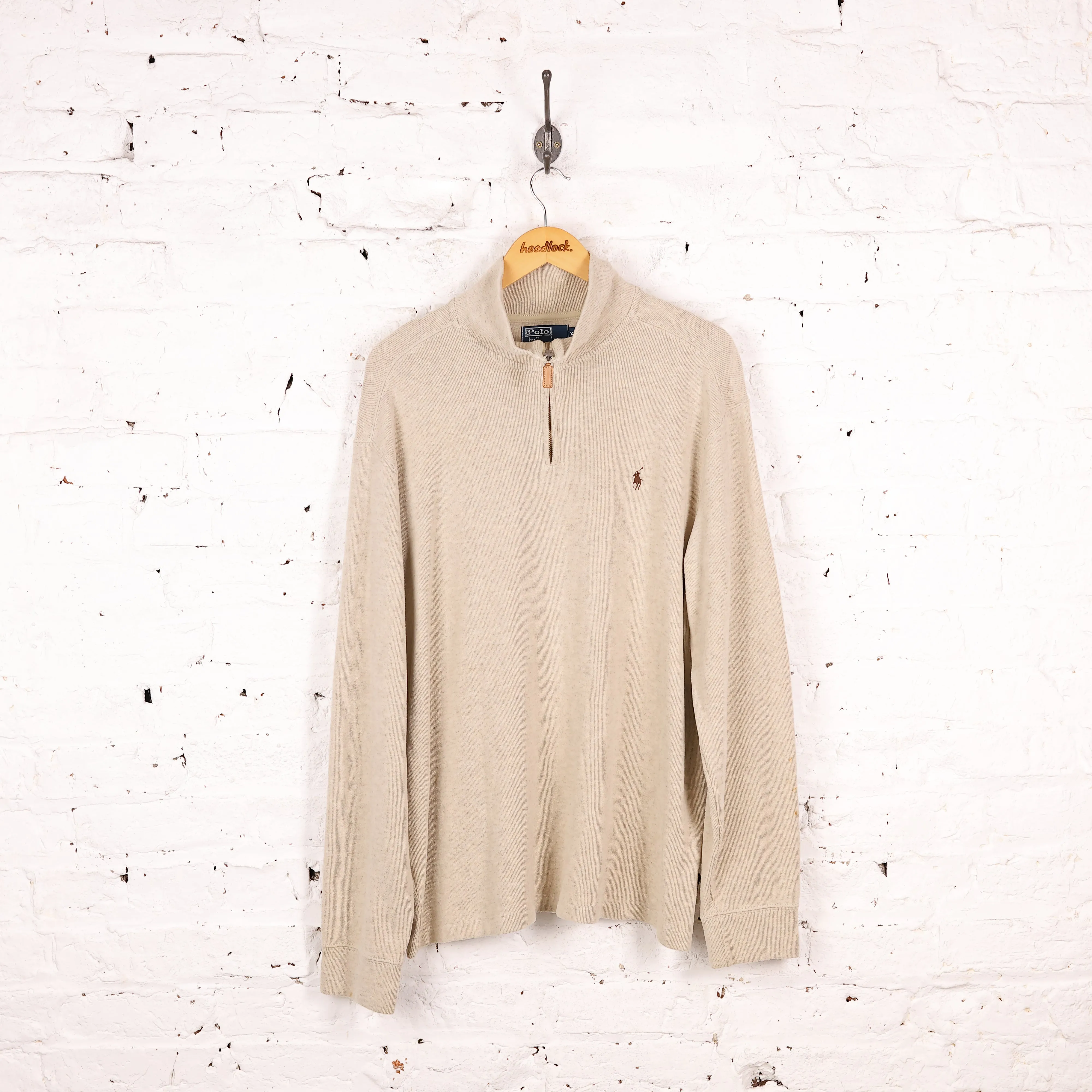 Ralph Lauren 1/4 Zip Sweatshirt - Beige - XL