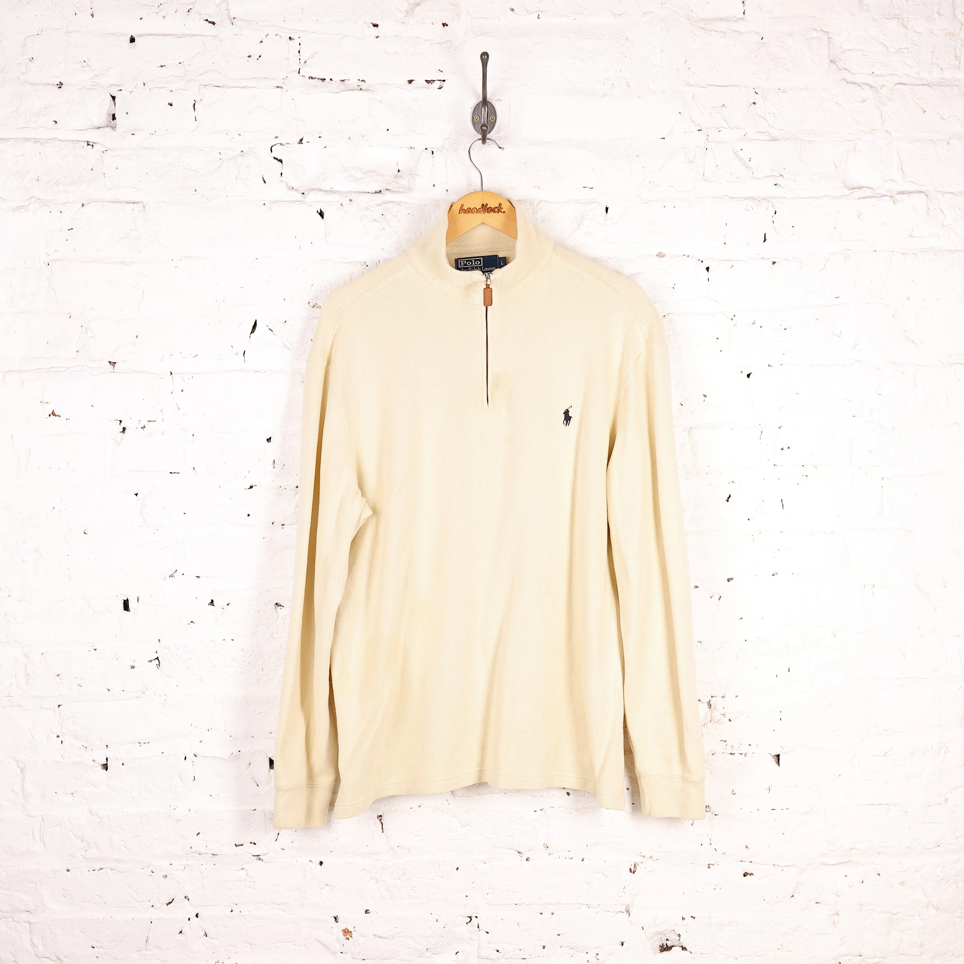 Ralph Lauren 1/4 Zip Sweatshirt - Cream - L