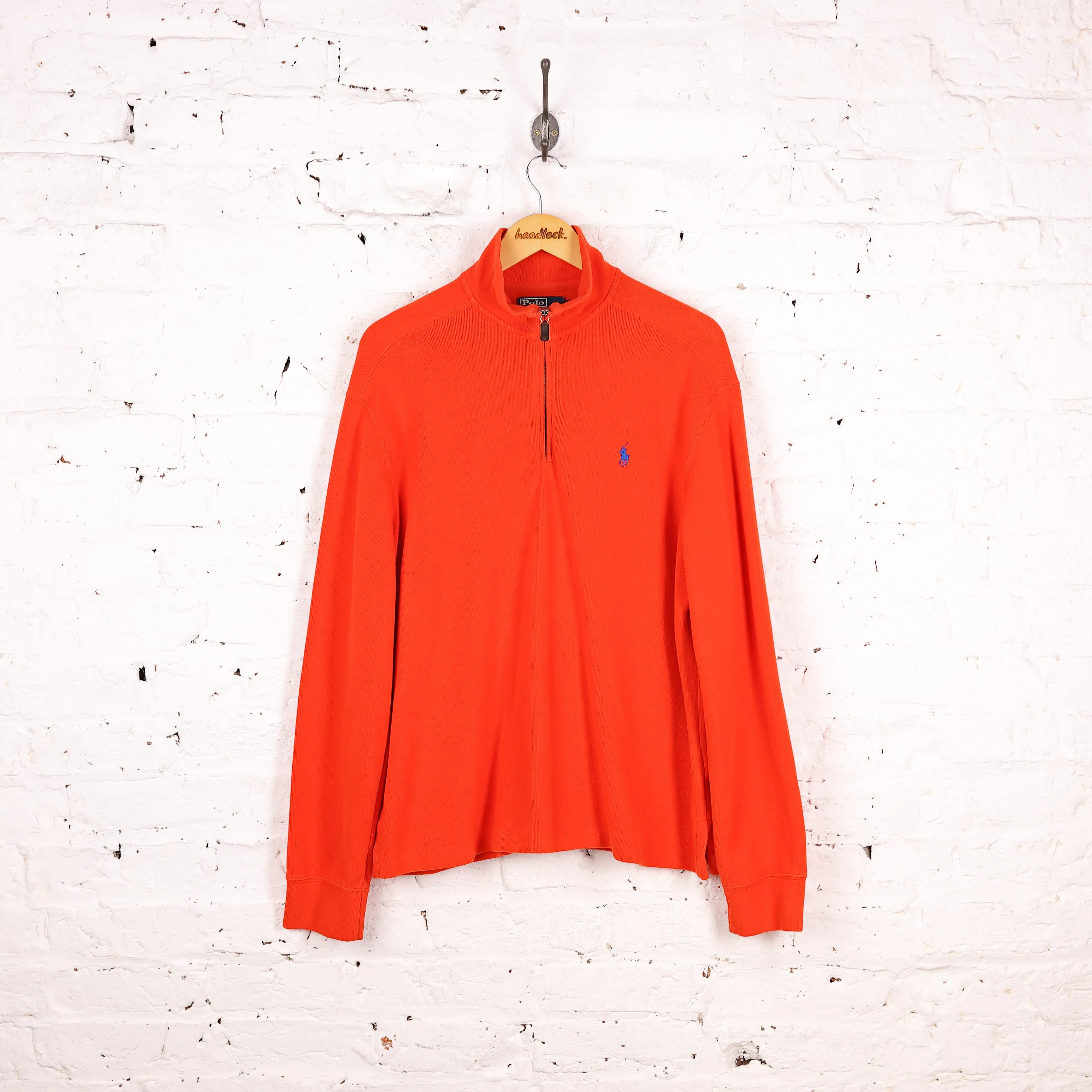 Ralph Lauren 1/4 Zip Sweatshirt - Orange - L