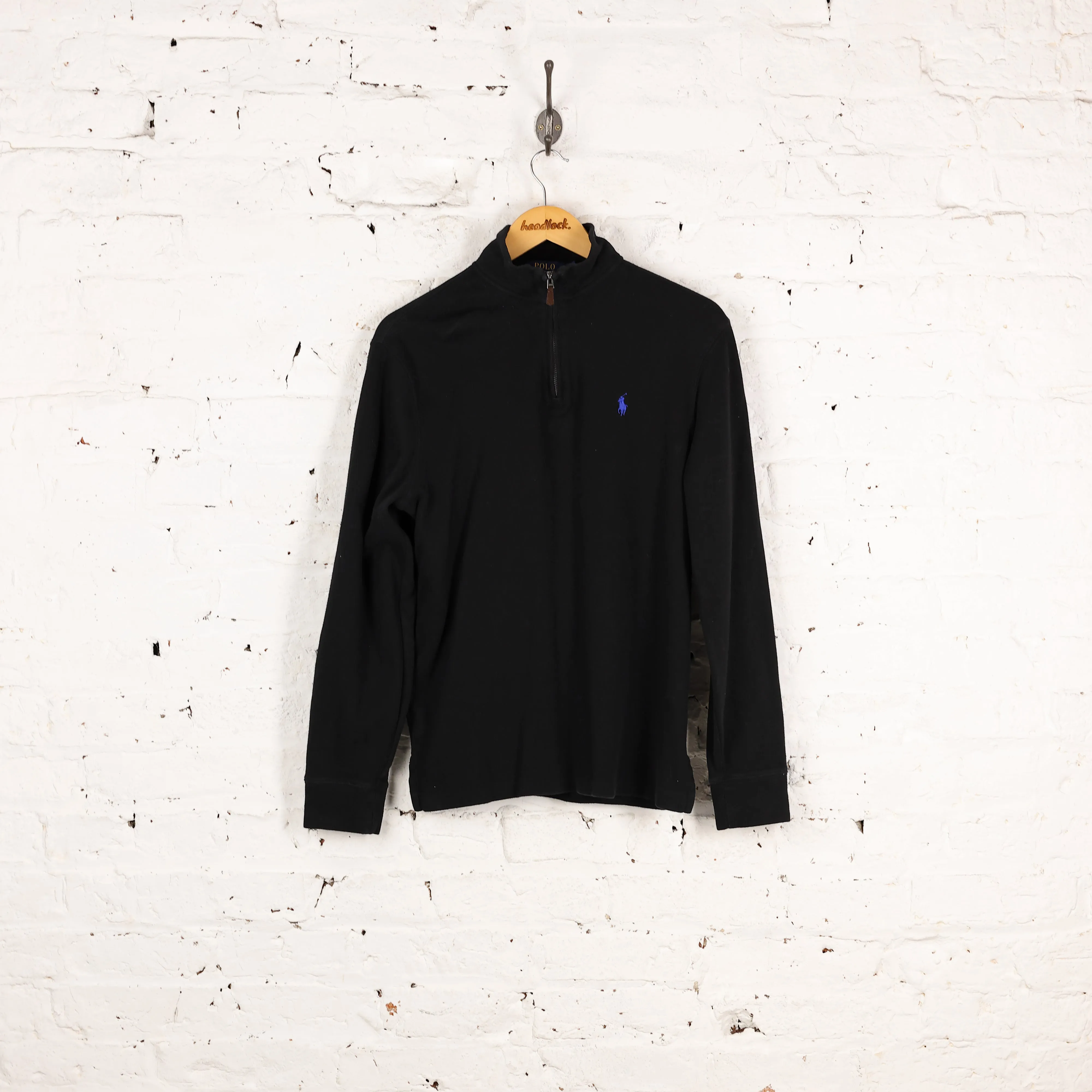 Ralph Lauren Estate Rib 1/4 Zip Sweatshirt - Black - S