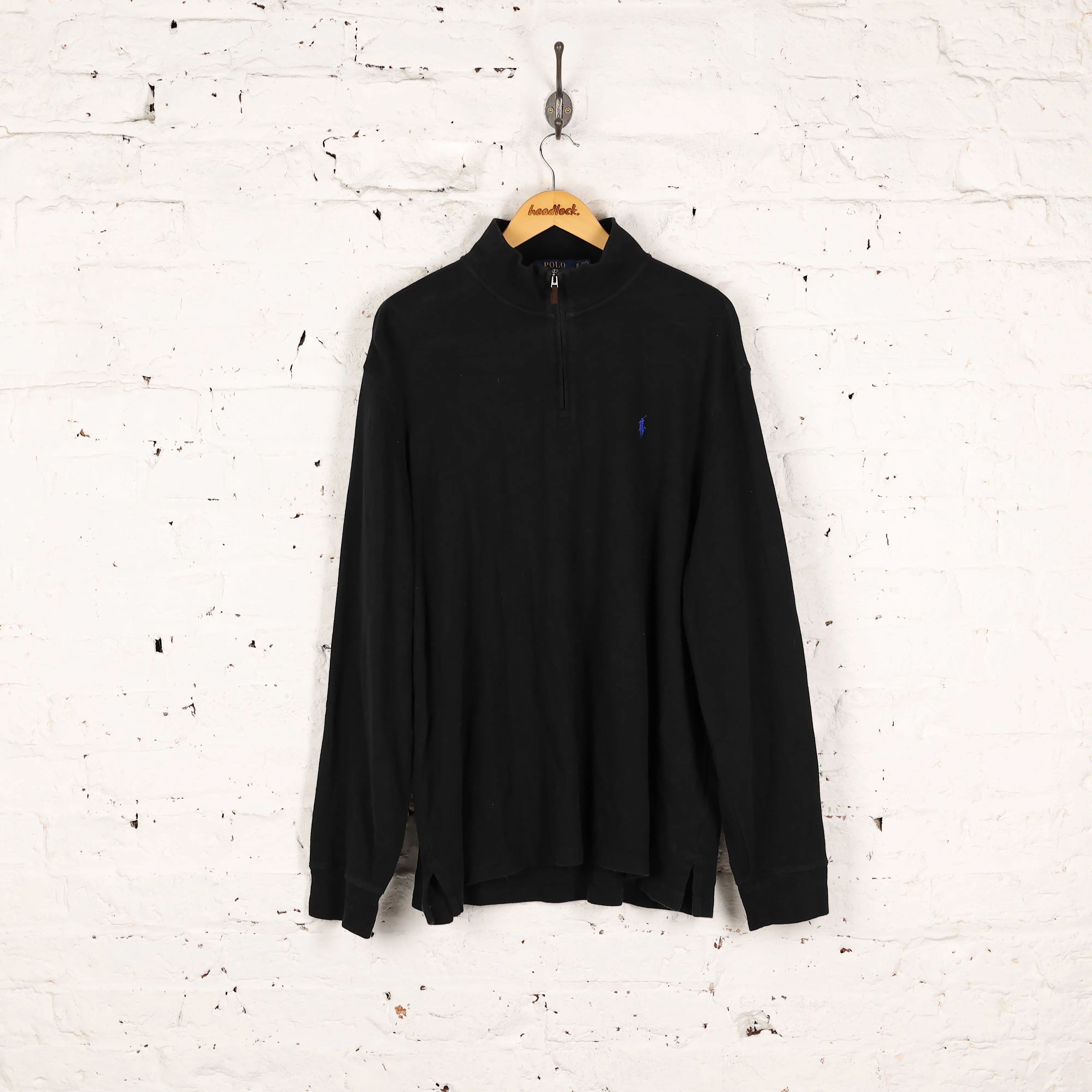 Ralph Lauren Estate Rib 1/4 Zip Sweatshirt - Black - XL