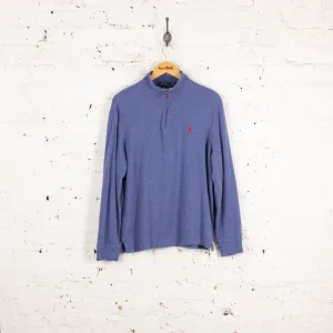 Ralph Lauren Estate Rib 1/4 Zip Sweatshirt - Blue - M