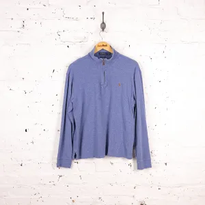 Ralph Lauren Estate Rib 1/4 Zip Sweatshirt - Blue - M
