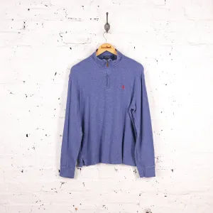 Ralph Lauren Estate Rib 1/4 Zip Sweatshirt - Blue - M
