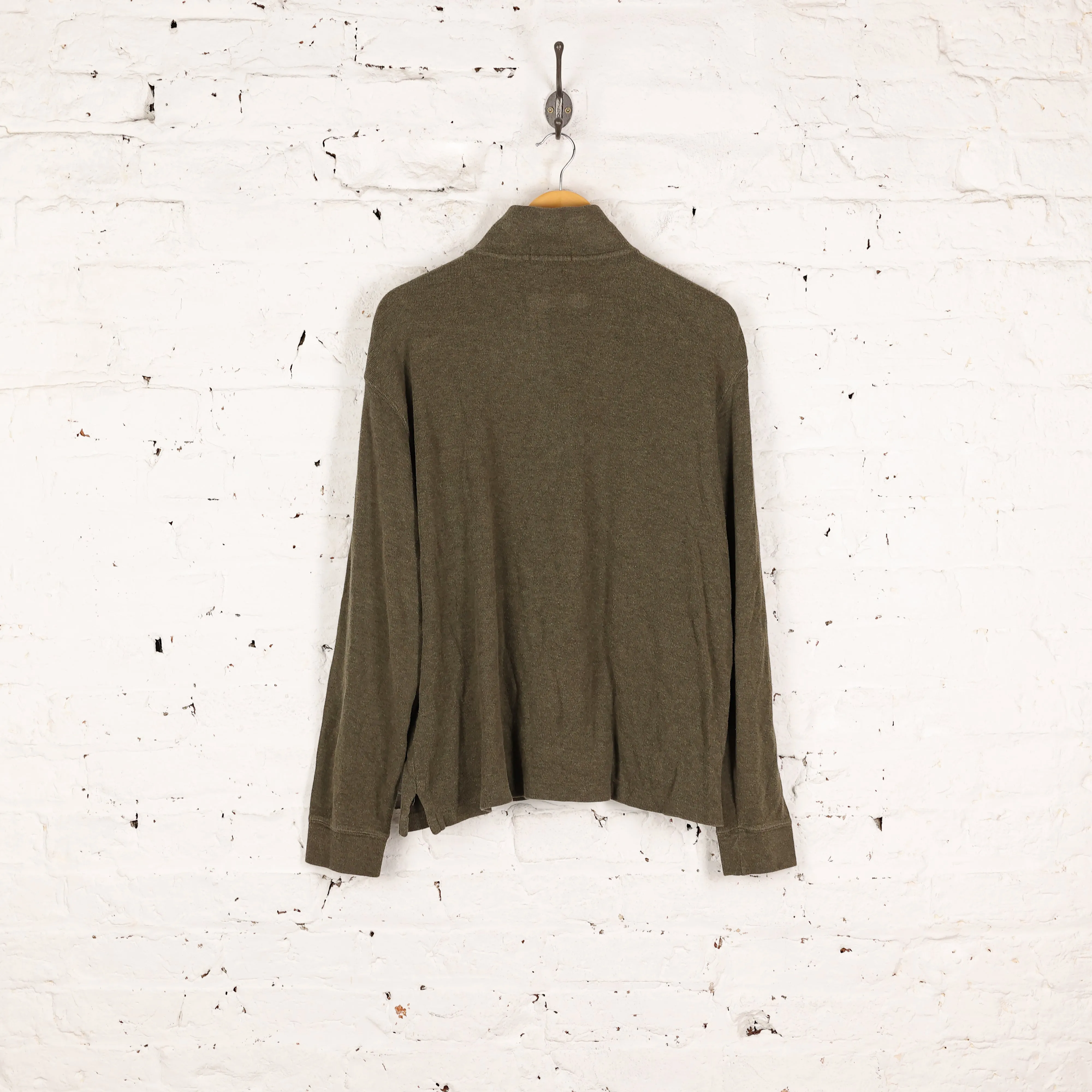 Ralph Lauren Estate Rib 1/4 Zip Sweatshirt - Green - L