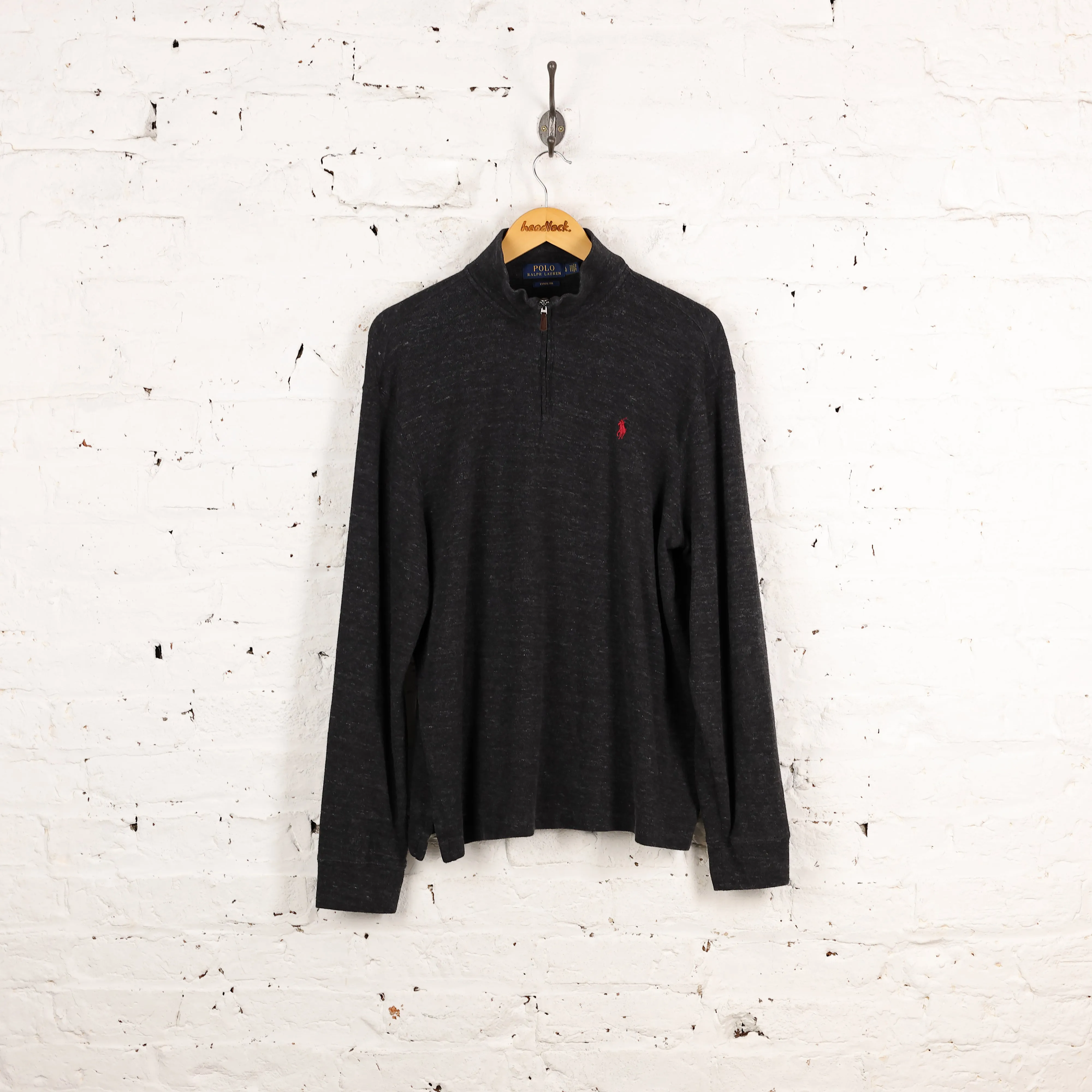 Ralph Lauren Estate Rib 1/4 Zip Sweatshirt - Grey - L