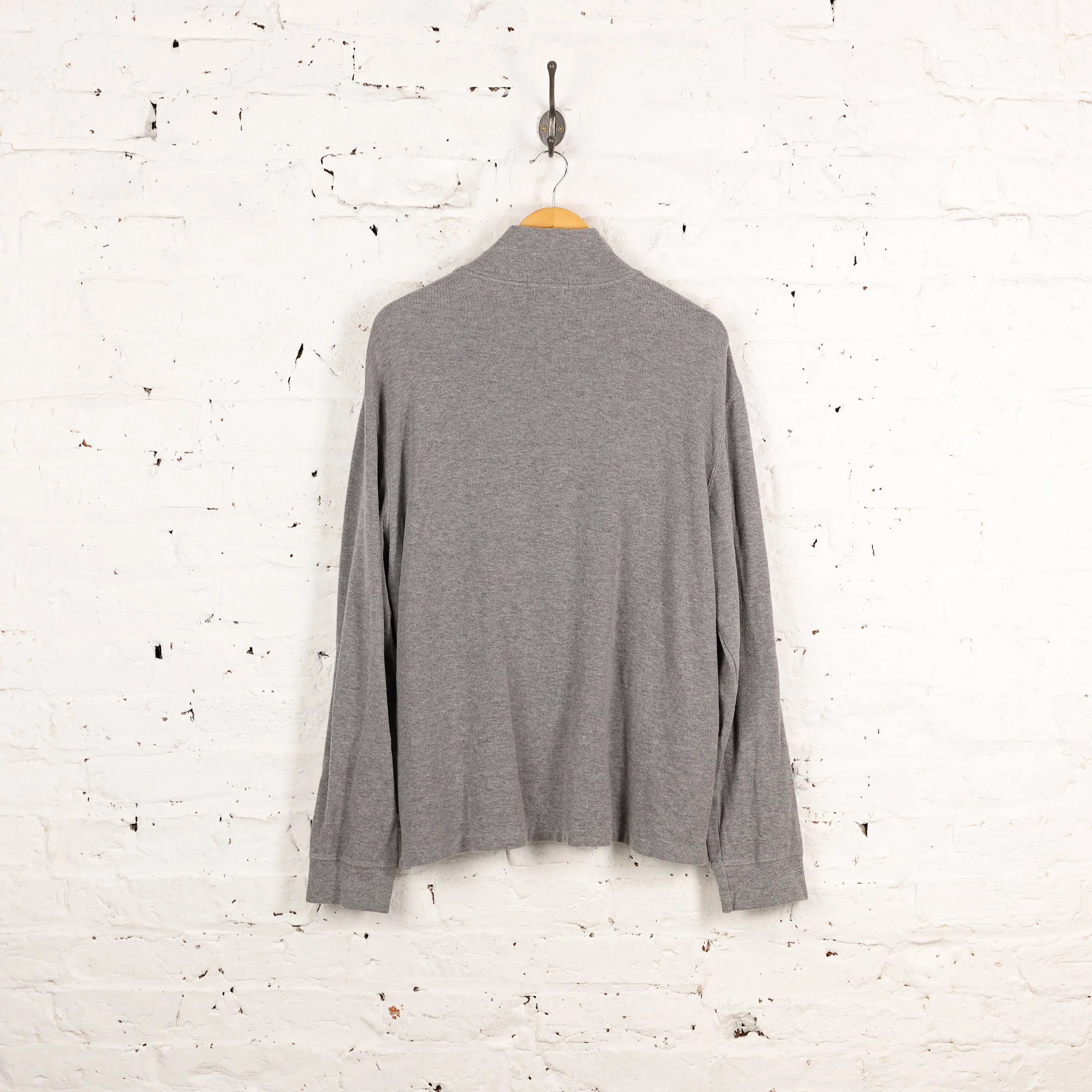 Ralph Lauren Estate Rib 1/4 Zip Sweatshirt - Grey - XL
